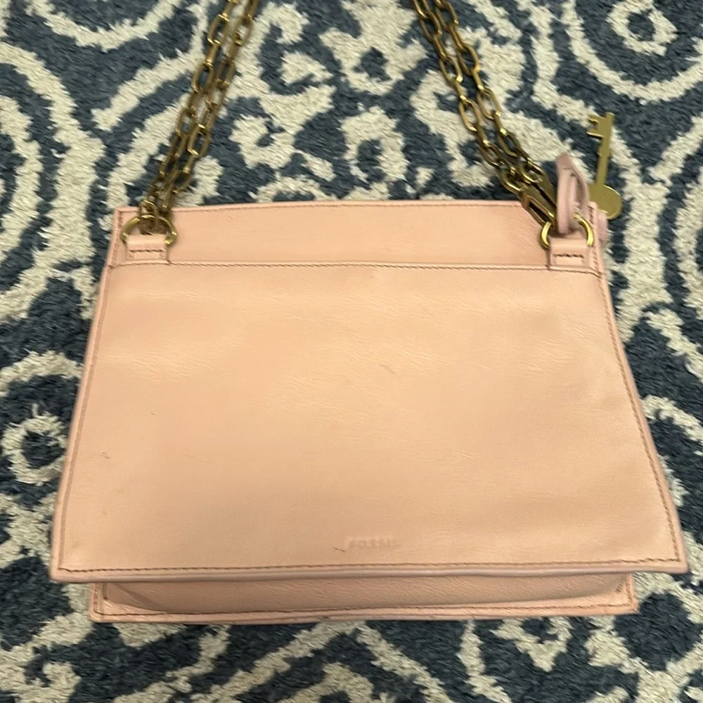 Fossil Stevie SM Chain Crossbody Pink Gold-tone Chain